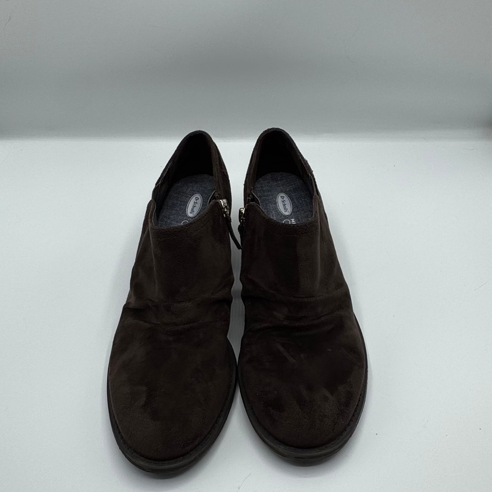 Dr. Scholls Brown Suede Ankle‎ Booties Women's Block Heel Comfort Casual